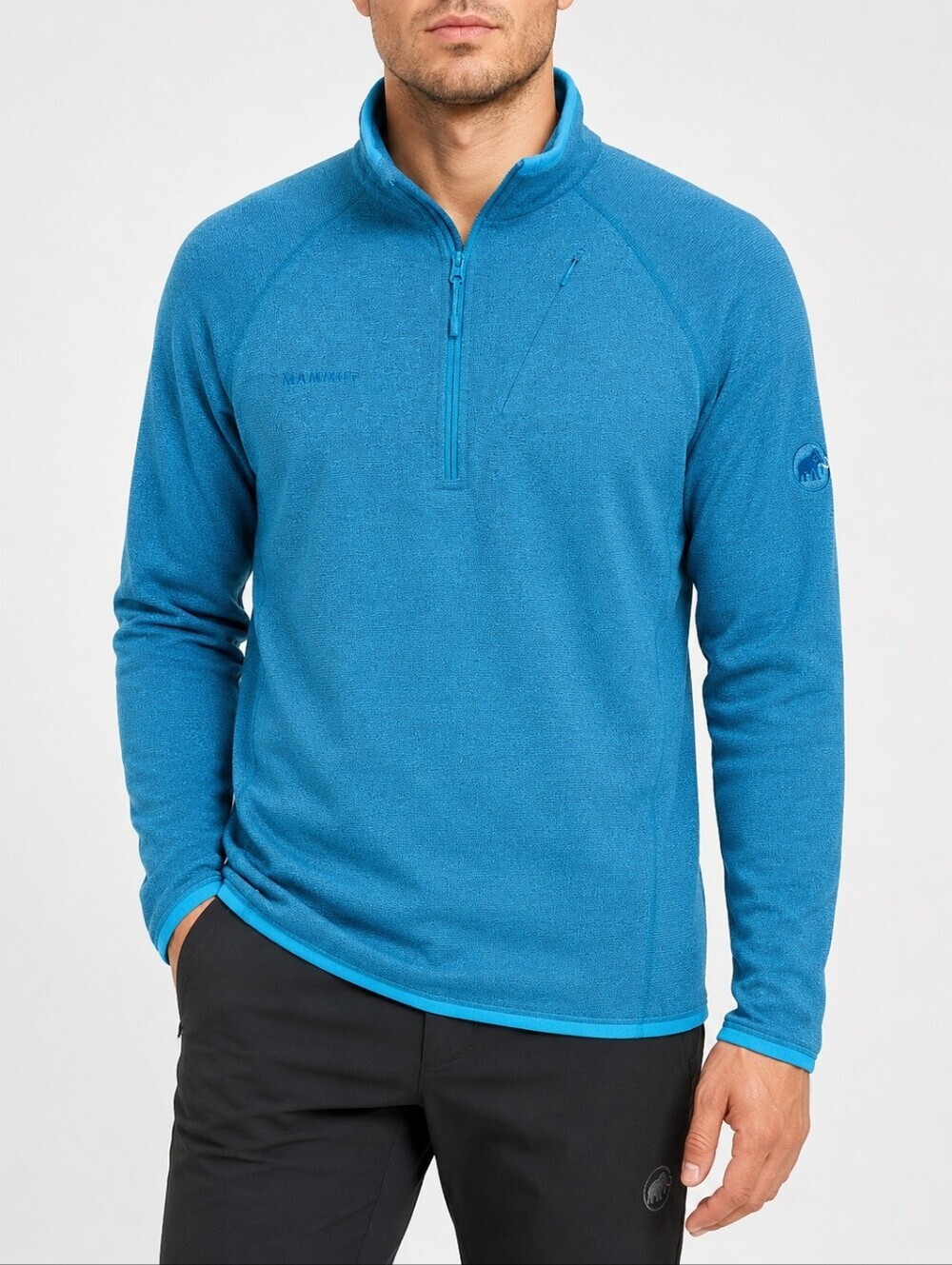 Mammut Runbold ML Half Zip Technical Fleece Midlayer Pullover Blue Hiking Trail